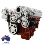 GM HOLDEN CHEVY LS 1,2,3 AND 6 ENGINE SERPENTINE KIT -  ALTERNATOR & POWER STEERING PULLEY AND BRACKETS MID MOUNT